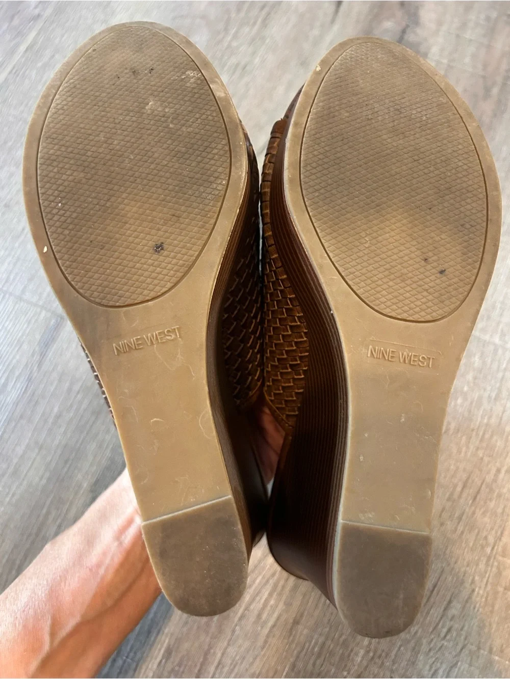 Nine West Isla Wedge Sandals Womens Size 11 Brown Woven Platform Open Toe